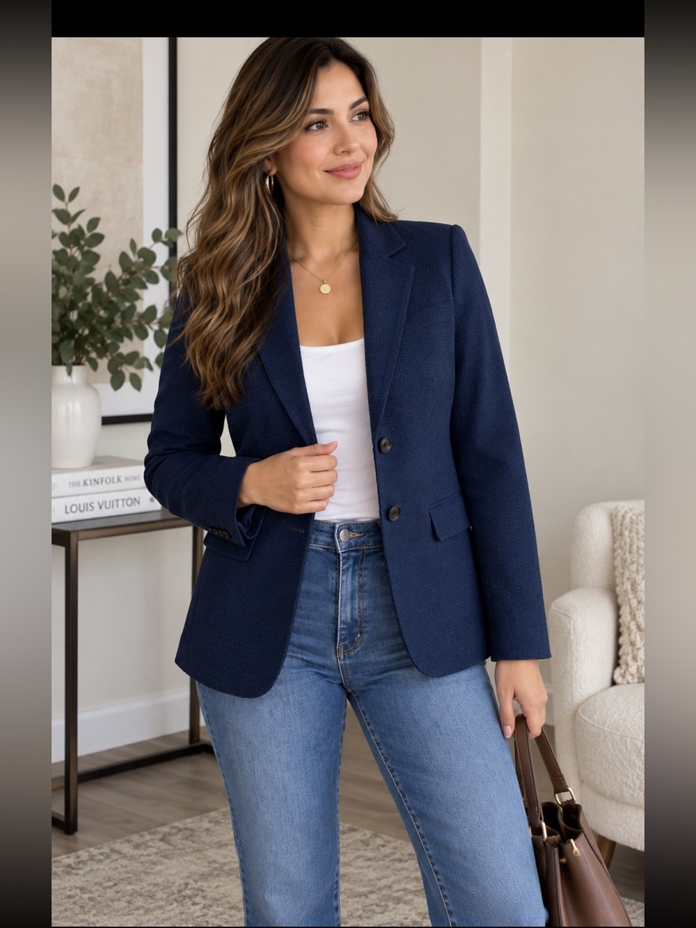 J.Crew Women’s Blue Blazer Jacket Size L Spring 2015 Collection 21x27